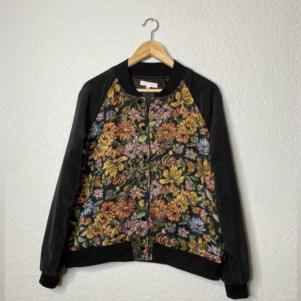 Honey Punch Floral Tapestry Bomber Jacket Large - Picture 2 of 8